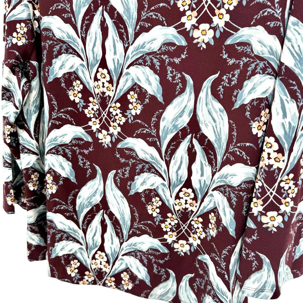 Ann Taylor Sz XL Maroon Floral Pretty Formal Soft Cozy Blouse Shirt Top Lounge - Picture 5 of 8